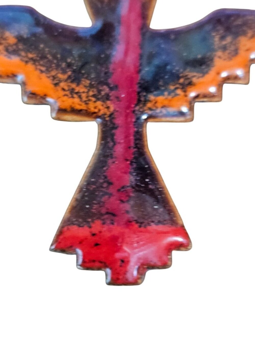 Vintage Enamel Thunderbird Brooch Copper Tone Southwest Native Style Bird Pin - Picture 4 of 7